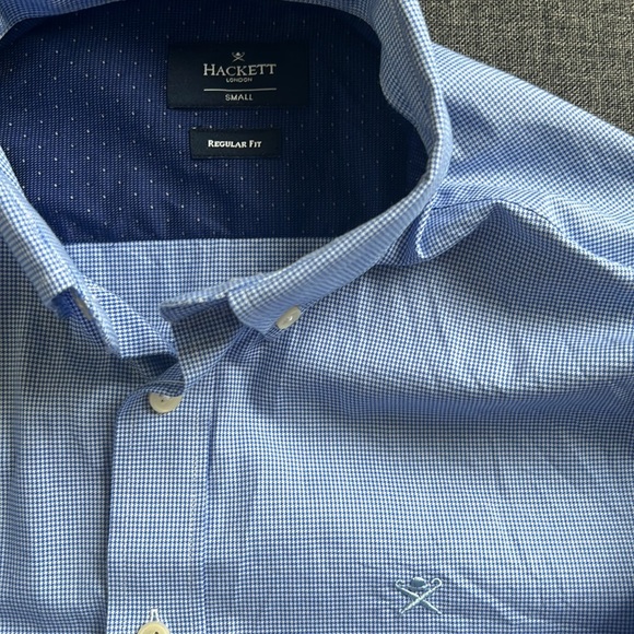 Hackett London blue/white Ghingham cotton shirt. Size Slim L or Regular S. - Picture 3 of 7